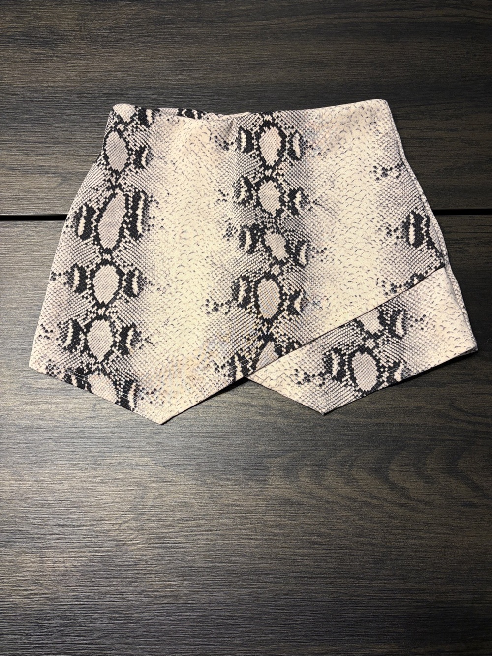 Blue Blush Snake-Print Mini Skort in Beige and Black